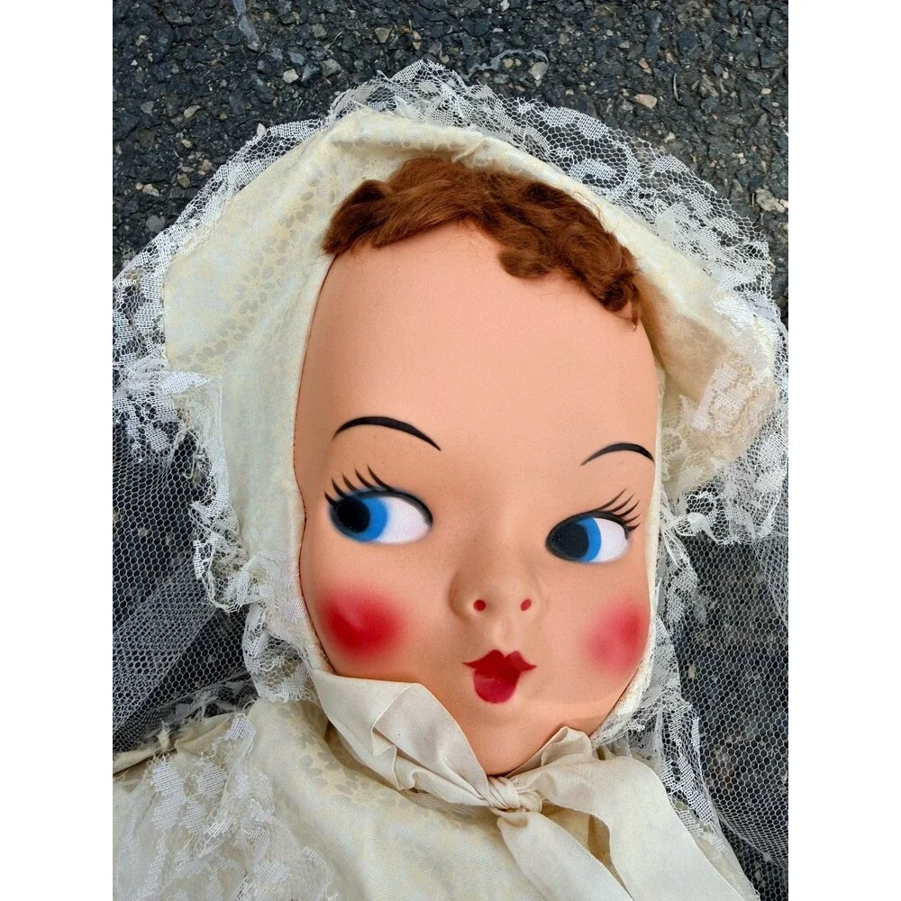 Vintage 40s 50s Dance with Me Doll Plastic Celluloid MASK FACE Cloth Doll 38”